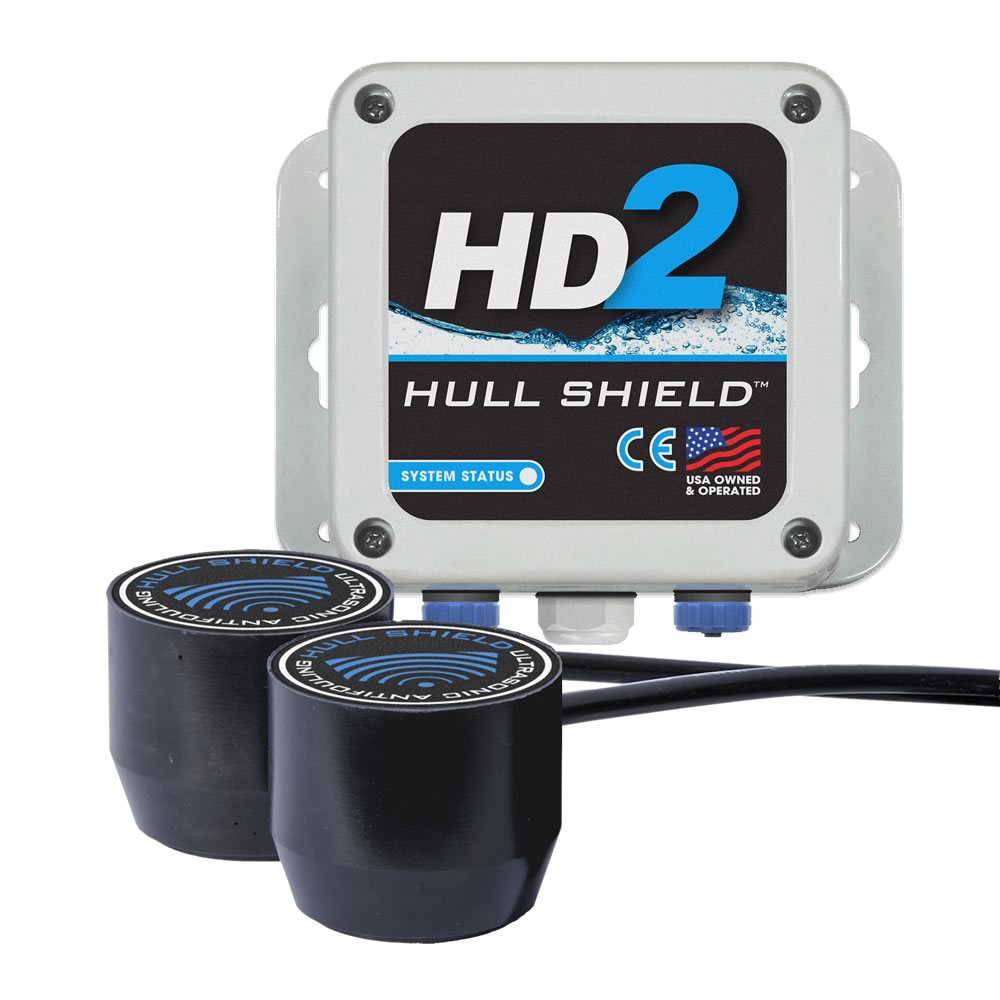 Hull Shield HD2 Ultrasonic Antifouling System for boats protects bottom paint.